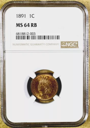 1891 NGC MS64 RB Indian Cent