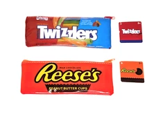 Set of 2 Reese’s, Twizzler Soft Zip Case Candy Pencil/Make Up Bag JennZ NEW