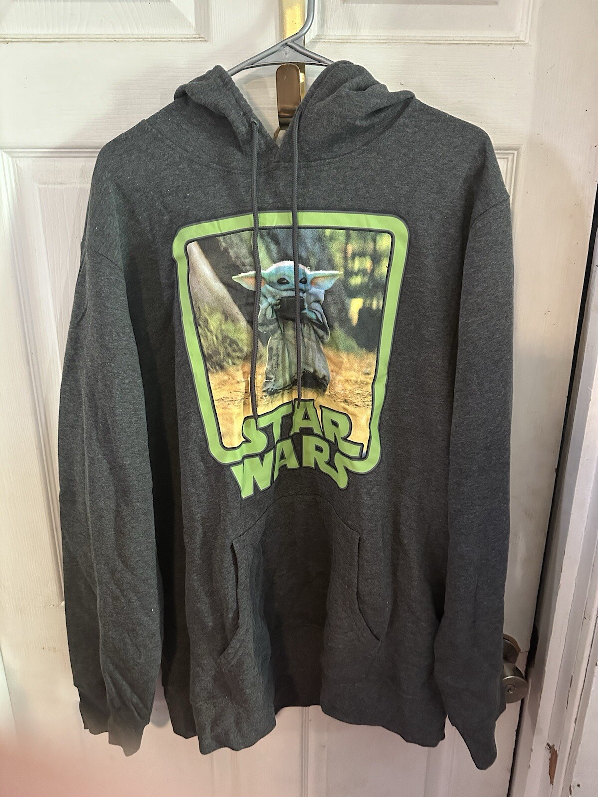 Star Wars Yoda Hoodie Mens Xal Gray Long Sleeves Hooded Sweatshirt
