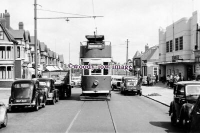 a0910 - Blackpool Tram - A Tram passing the Dominion Cinema - Print 6x4
