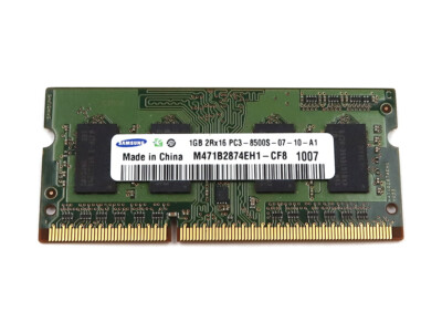 SAMSUNG 1GB 2RX16 DDR3 SODIMM PC3-8500 LAPTOP MEMORY MODULE M471B2874EH1-CF8