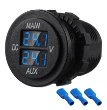 Blue LED Digital Voltage Dual Display Meter Car Motorcycle Gauge Panel Detector