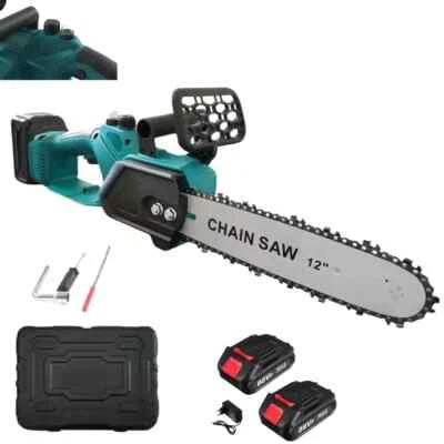 LI-ION/ZENCOCCO MOTOSEGA A DOPPIA BATTERIA CON LAMA DA 12" ELETTROSEGA TAGLIO 30CM con OLIATORE