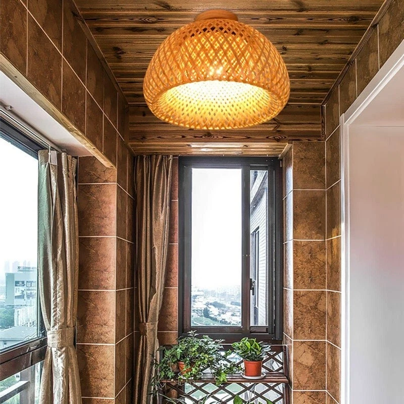 Bamboo ceiling clearance mount light