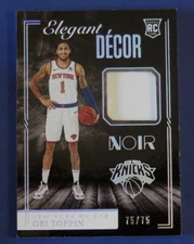 2020-21 Panini Noir Elegant Decor Patch RC Obi Toppin #EDR-OBI NY Knicks #15/25O