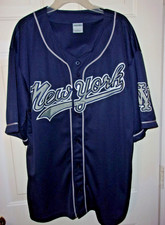 MEN'S OXFORD CLASSICS NEW YORK YANKEES BASEBALL JERSEY  BUTTON FRONT BLUE L