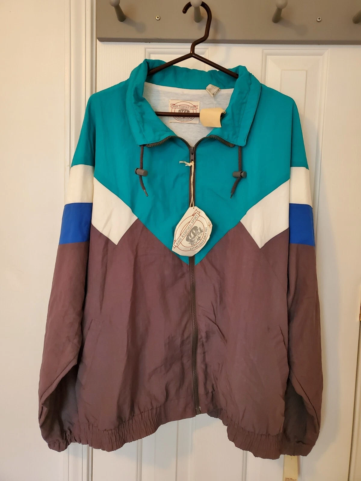 Vintage John Ashford Sport JacketRave Techno Colorblock Windbreaker 90s XL 1023