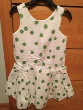 New Janie And Jack Poolside Flamingo Sz 4 Green Polka Dot Dress Easter Spring