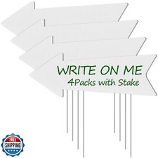 Directional Arrow Signs with Stakes, Remiawy 4 Pack Blank Yard Signs 17 x 6 I