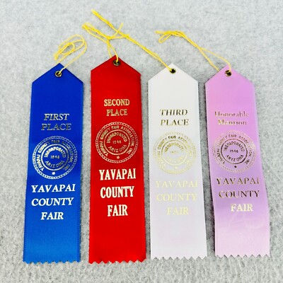 Yavapai County Fair Prize Ribbons Lot of 4 FIRST SECOND THIRD and HONORABLE