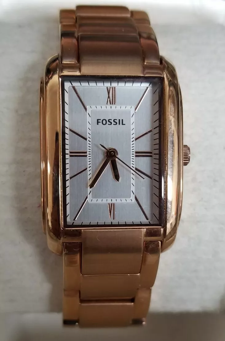 Fossil Adele Women s Silver Dial Rose Gold Stainless Steel Bracelet Watch ES2731