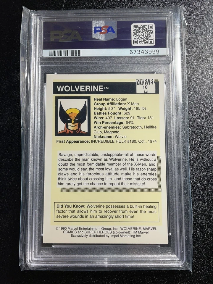 1990 Marvel Universe Wolverine #10 PSA 10 GEM MINT - Image 2 of 2