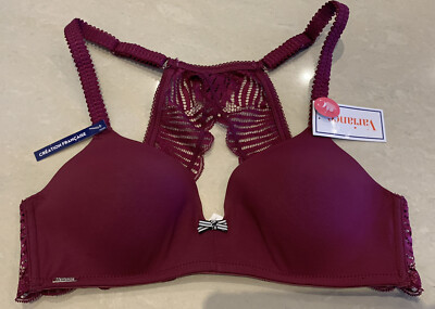Variance Maroon Lace Back Design Prune Bra UK Size 32C BRAND NEW WITH TAGS
