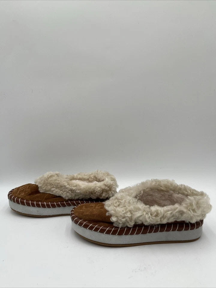 Женские туфли-тапочки Tory Burch из натуральной овчины с подкладкой коричневые размер 5 - Изображение 3 из 4