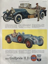 1952 Gulfpride Motor Oil H D Worlds Fiest 1916 Crane Simplex JX 2 VTG Print Ad