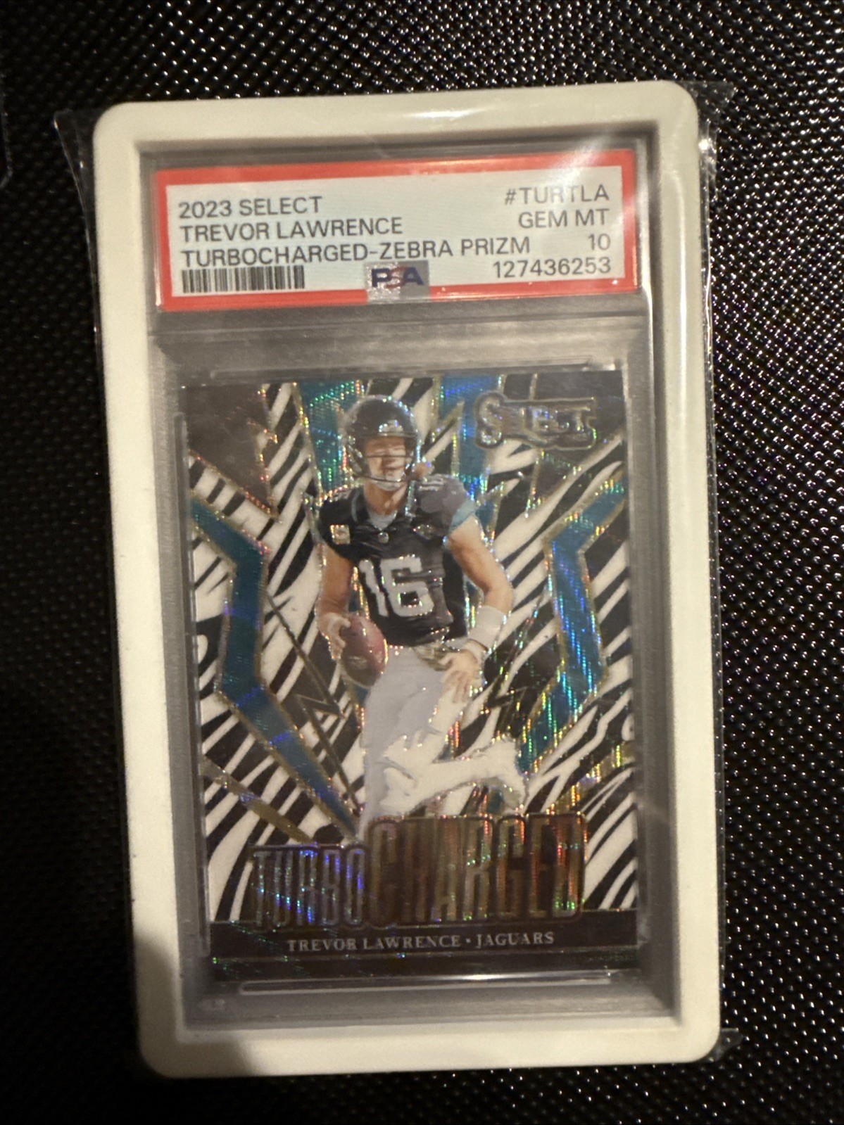 2023 Panini Select - Turbocharged Trevor Lawrence #TUR-TLA Zebra Prizm