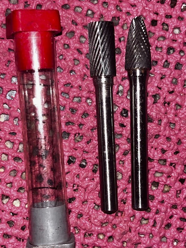 -2- Carbide Burs Fine Cut 1/4" Shank - A 3/8 Taper, CYLINDRICAL 3/8"