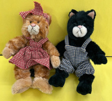 Lot of 2 Russ Berrie Kittra Kitty Cat Orange plush Nabio Kitty Cat black plush
