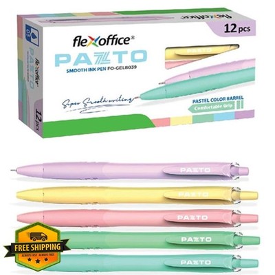 FLEXOFFICE Blue Ink Ballpoint Pens 0.5mm Fine Point 12pk Smooth Ink