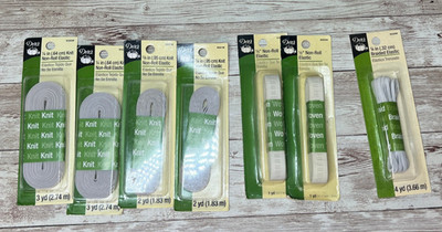 Vintage Dritz Sewing Elastic - Lot of 7 New/Old Stock - 4 Sizes - 16 Total Yards