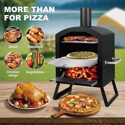 DMS Germany Pizzaofen – mobiler Outdoor Holzofen Räucherofen Pizzastein & Grill
