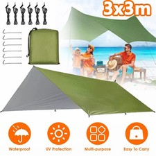 Tarp 3x3M Wasserdicht, Camping Zeltplane, Anti-UV Schnee Regen Sonnen Schutz Set