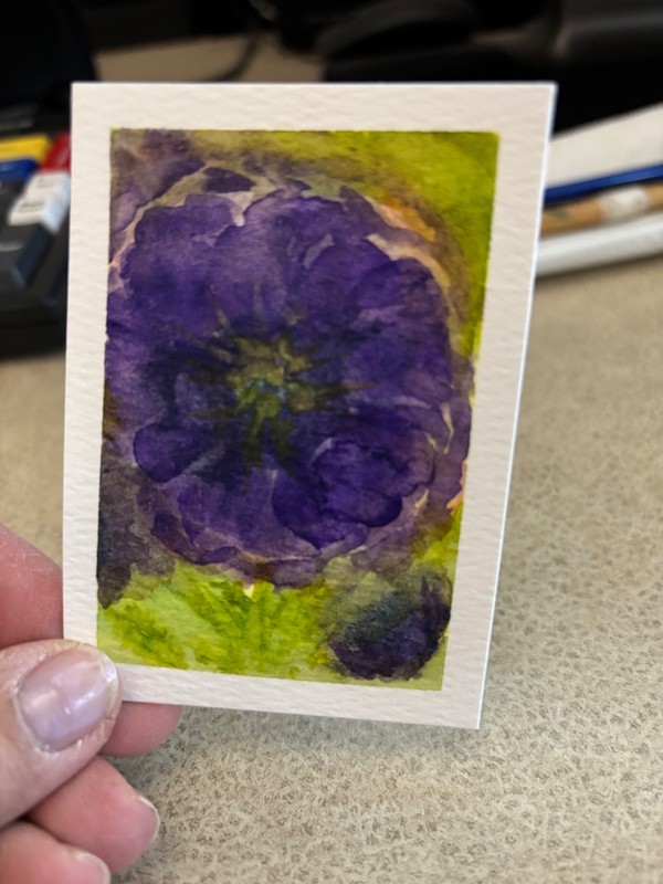 ACEO Original Hand Painted Abstract Purple Flower by TheArtsyDispatcher