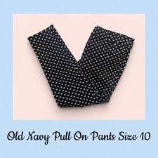 Old Navy Black White Printed Pull On Pixie Cropped Mid Rise Pants Size 10