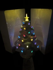 White Mr Christmas Nostalgic Ceramic Light Up Tree 16” Tested