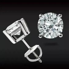 2Ct Lab Created Round Cut Diamond Solitaire Stud Earrings 14k White Gold Plated