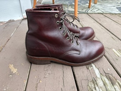 LL Bean x Chippewa Katahdin Iron Works Boots Size 9D Burgundy Leather USA Made