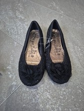Ladies Flat Black Sparkly Shoes Size 3 Ballet
