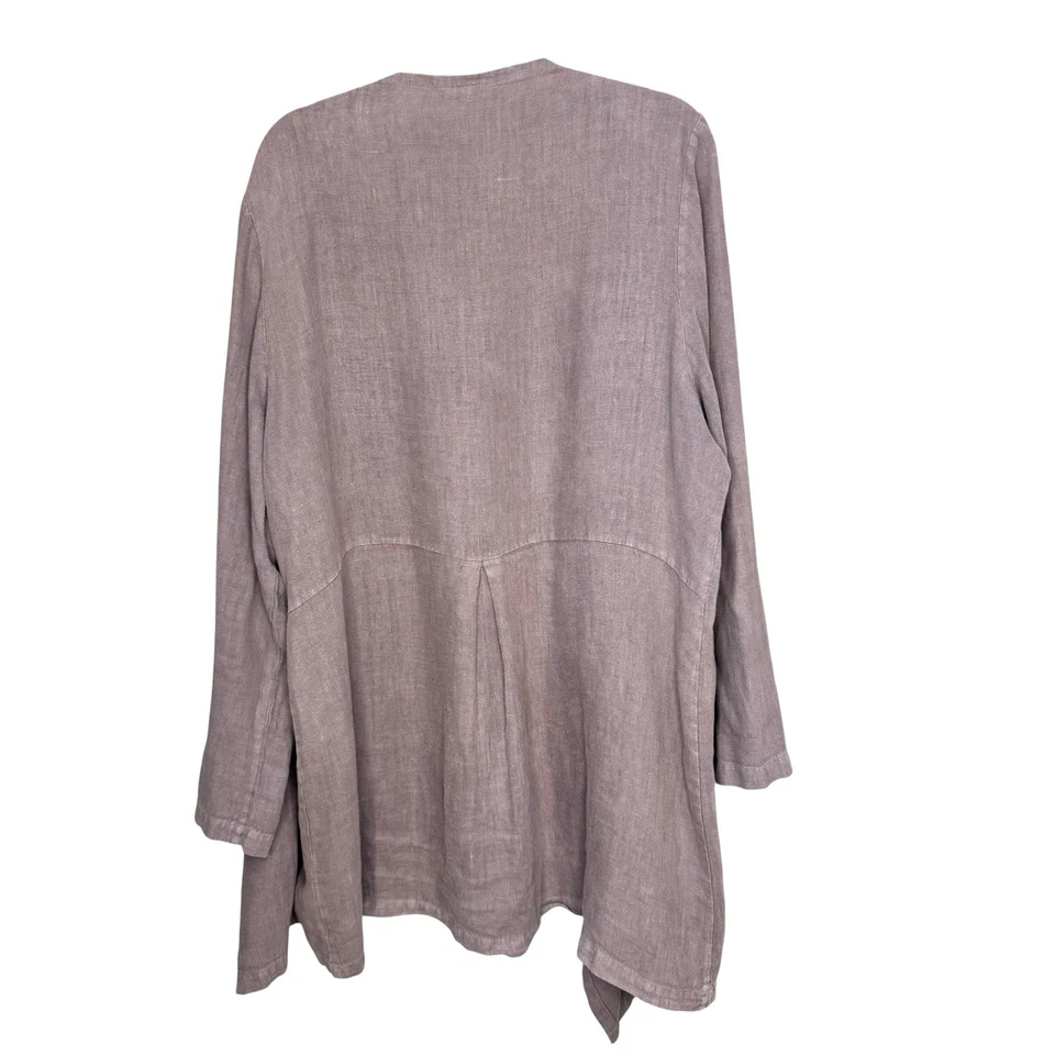 Cárdigan BRYN WALKER 100 % Lino Frente Abierto Lavanda Lagenlook Minimalista Talla XL Foto 3 de 4