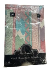 Vintage Maytex Vinyl Flannel Tablecloth 52"x70" Oblong Southwest Pastel 1992 New