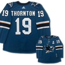 JOE THORNTON Signed San Jose Sharks Teal Adidas PRO Jersey
