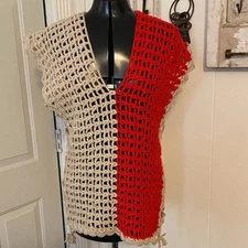Vintage 70's Hand Crocheted Boho Womens Vest One Size