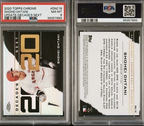 2020 Topps Chrome Baseball Shohei Ohtani Decades Next Refractor DNC-18 PSA 8