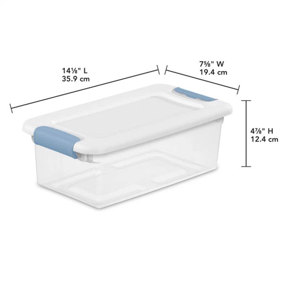 Sterilite 6 Qt. Plastic Stackable Storage Box with Latching Lid, Clear (12 Pack) - Image 2 of 4