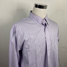 Jos A Bank 18 35 Traditional Fit Traveler Dress Shirt Purple Glen Plaid Cotton