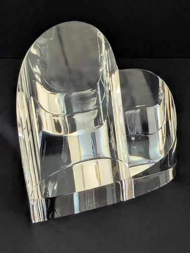 Vintage Steuben Glass Angled Heart Paperweight, Signed