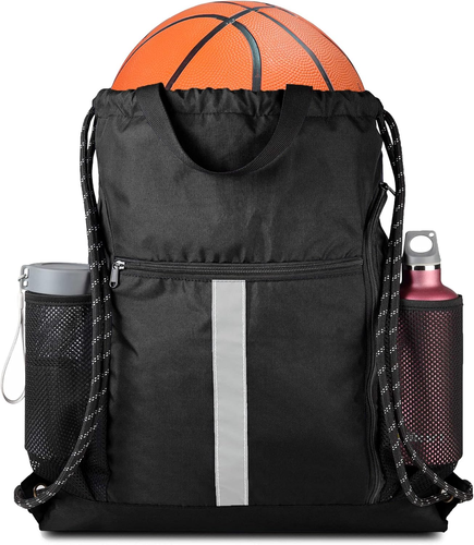 Mochila con cordón Bolsa de gimnasio deportiva con compartimento para zapatos y dos botellas de agua Ho - Imagen 8 de 12