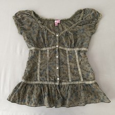 Vintage Dolled Up Coquette Top Size M Babydoll Corset Y2K Whimsigoth Fairy Lace