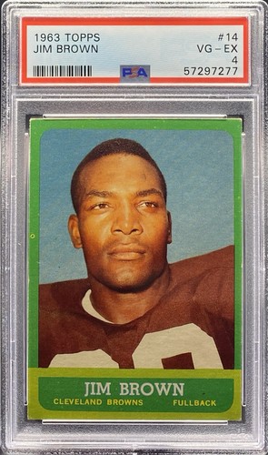 1963 Jim Brown Topps #14 Cleveland Browns Graded PSA 4 EX