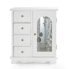 ZGZD White Jewelry Box for Girls Wooden Makeup and Accessories Organizer Ring...