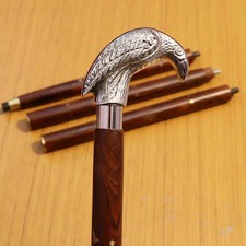 Vintage Brass Raven Head Handle Handmade Style Wooden Walking Stick Design Cane