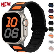 Magnetic Silicone Band Strap for Apple Watch Ultra 3 2 11 10 9 8 7 6 SE 38  49mm