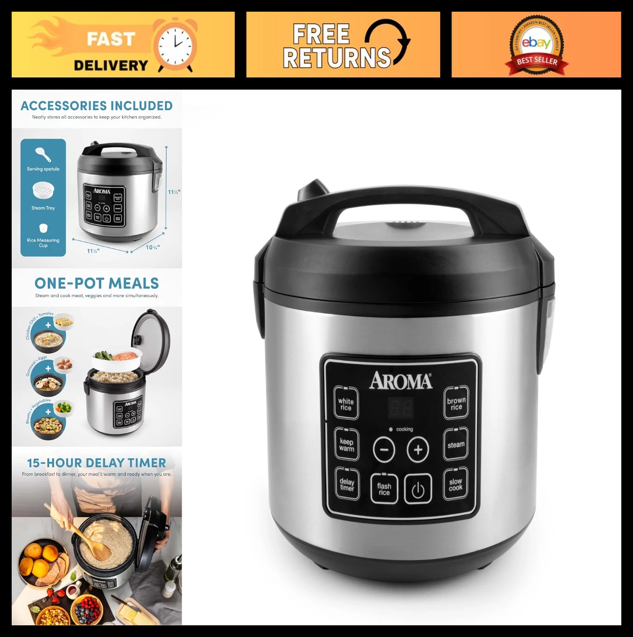 20-Cup Digital Rice Cooker & Multicooker - Slow Cooker, Steamer, Sensor Logic, S