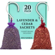All-Natural Cedar and Lavender Sachet 20 Pack Moth Repellent Hooks Included