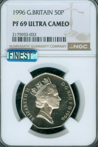 1996 GREAT BRITAIN 50 PENCE NGC PF69 UCAM MAC FINEST GRADE & SPOTLESS  .