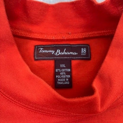 Tommy Bahama Mock Neck Pullover Shirt Mens XXL Orange Cotton Polyester Golf - Image 2 of 4